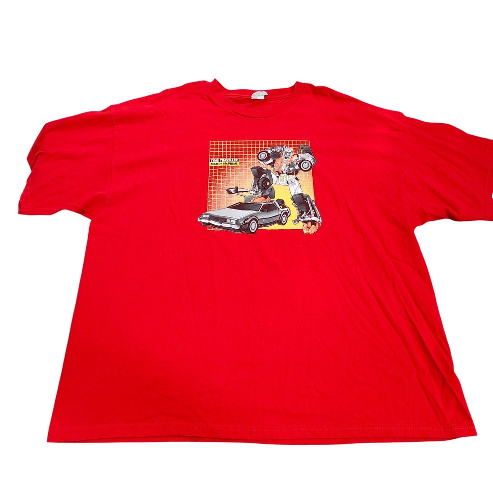 Gildan Time Traveller Marty McPrime Red Graphic T-Shirt 3XL DeLorean Mashup Tee